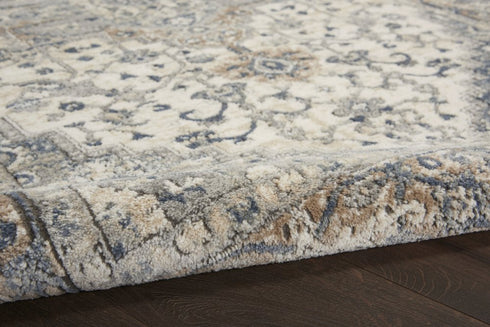 6' Gray And Ivory Medallion Distressed Runner Rug