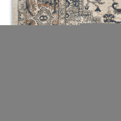 6' Gray And Ivory Medallion Distressed Runner Rug