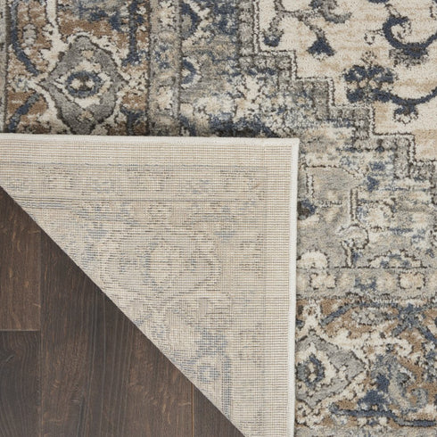 6' Gray And Ivory Medallion Distressed Runner Rug