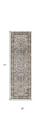 6' Gray And Ivory Medallion Distressed Runner Rug