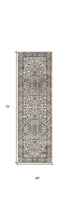 6' Gray And Ivory Medallion Distressed Runner Rug