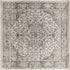 8' Gray and Ivory Square Medallion Power Loom Distressed Area Rug