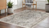 8' Gray and Ivory Square Medallion Power Loom Distressed Area Rug