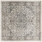 8' Gray and Ivory Square Medallion Power Loom Distressed Area Rug