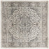 8' Gray and Ivory Square Medallion Power Loom Distressed Area Rug