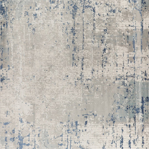 8' Gray and Ivory Square Abstract Power Loom Area Rug