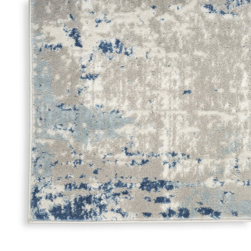 8' Gray and Ivory Square Abstract Power Loom Area Rug
