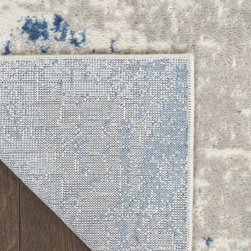 8' Gray and Ivory Square Abstract Power Loom Area Rug