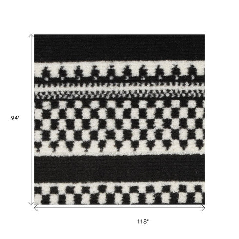 8' X 10' Black Striped Power Loom Area Rug