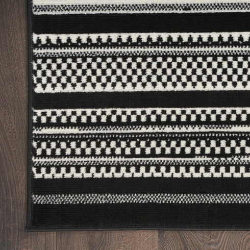 8' X 10' Black Striped Power Loom Area Rug