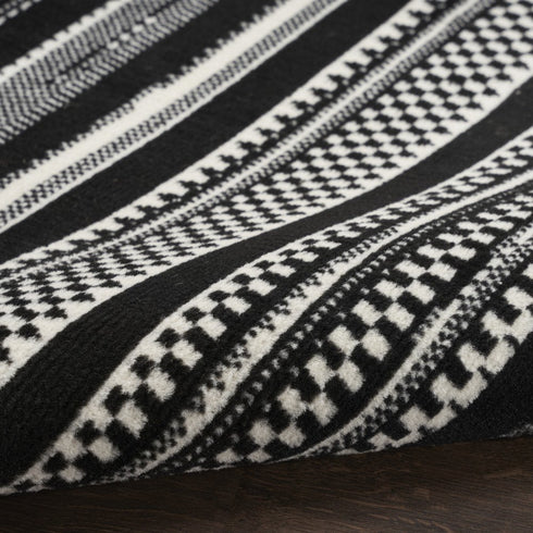 8' X 10' Black Striped Power Loom Area Rug