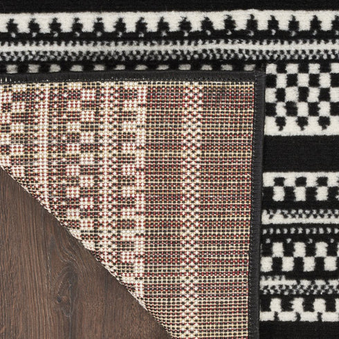 8' X 10' Black Striped Power Loom Area Rug