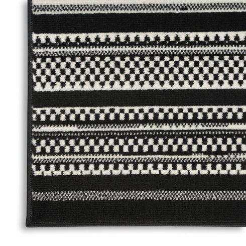 8' X 10' Black Striped Power Loom Area Rug