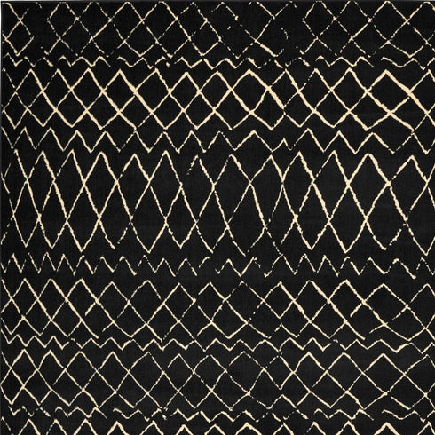 8' X 10' Black and Ivory Abstract Power Loom Distressed Area Rug