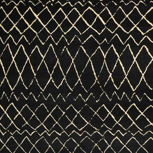 8' X 10' Black and Ivory Abstract Power Loom Distressed Area Rug