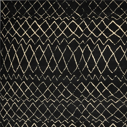 8' X 10' Black and Ivory Abstract Power Loom Distressed Area Rug