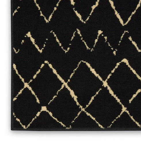 8' X 10' Black and Ivory Abstract Power Loom Distressed Area Rug