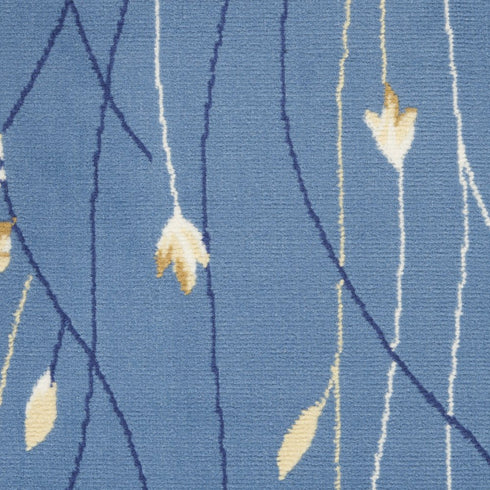 8' X 10' Blue and Beige Floral Power Loom Area Rug