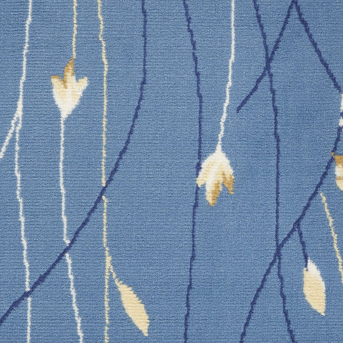 8' X 10' Blue and Beige Floral Power Loom Area Rug