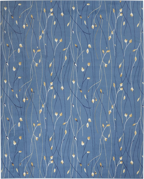 8' X 10' Blue and Beige Floral Power Loom Area Rug