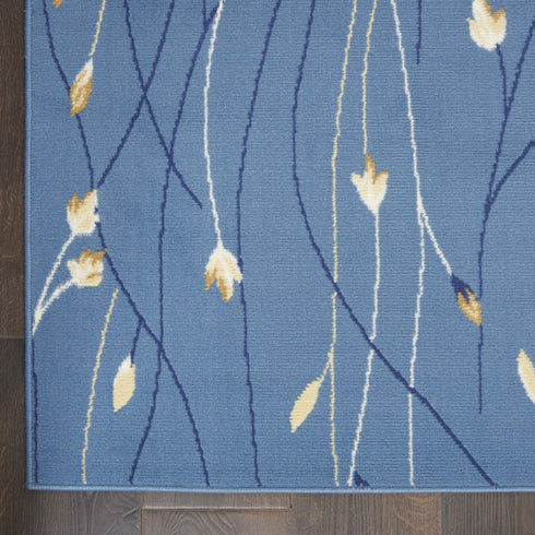 8' X 10' Blue and Beige Floral Power Loom Area Rug