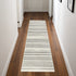 8' Gray And Ivory Striped Distressed Runner Rug
