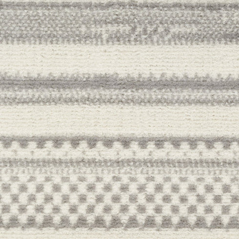 8' Gray And Ivory Striped Distressed Runner Rug