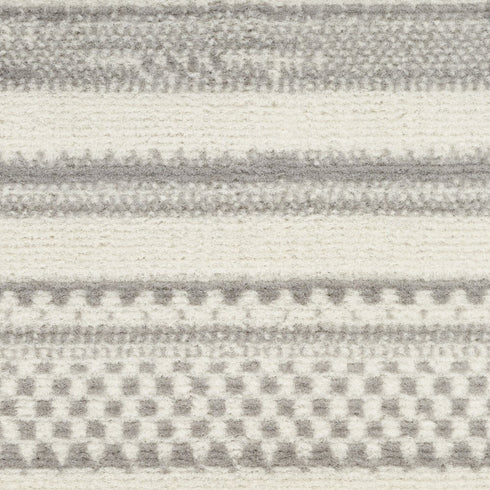 8' Gray And Ivory Striped Distressed Runner Rug