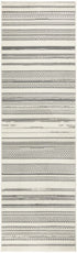 8' Gray And Ivory Striped Distressed Runner Rug