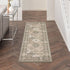 8' Green And Ivory Medallion Distressed Runner Rug