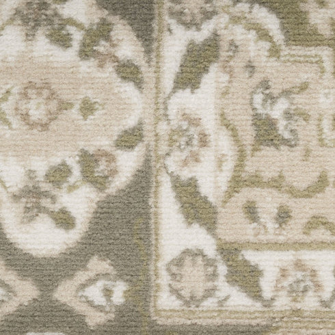 8' Green And Ivory Medallion Distressed Runner Rug
