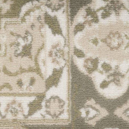 8' Green And Ivory Medallion Distressed Runner Rug