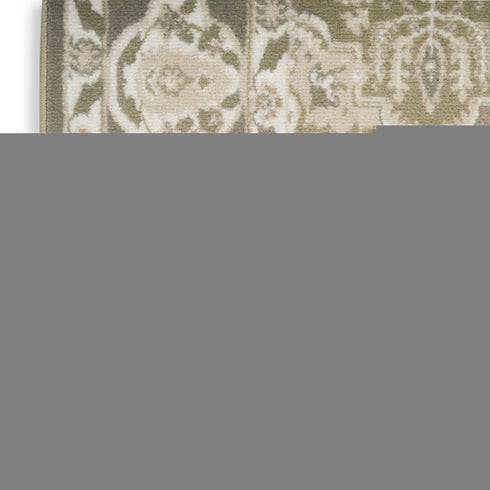 8' X 10' Green and Ivory Medallion Power Loom Distressed Area Rug