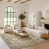 8' X 10' Green and Ivory Medallion Power Loom Distressed Area Rug