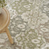 8' X 10' Green and Ivory Medallion Power Loom Distressed Area Rug