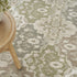 8' Green And Ivory Medallion Distressed Runner Rug