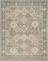8' X 10' Green and Ivory Medallion Power Loom Distressed Area Rug
