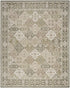 8' Green And Ivory Medallion Distressed Runner Rug