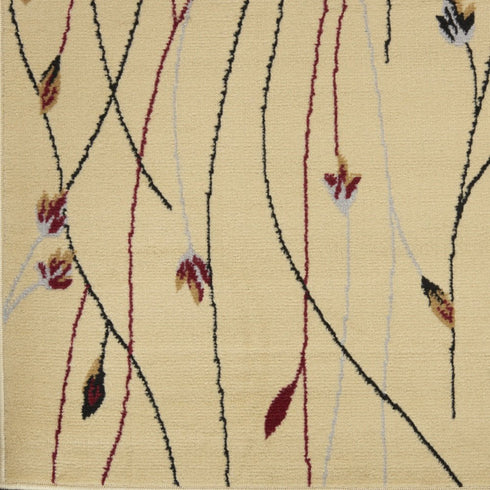 5' X 7' Red and Ivory Floral Power Loom Area Rug