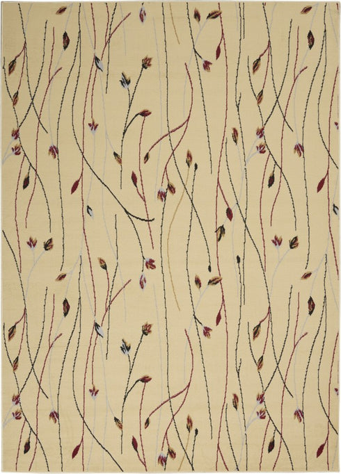5' X 7' Red and Ivory Floral Power Loom Area Rug