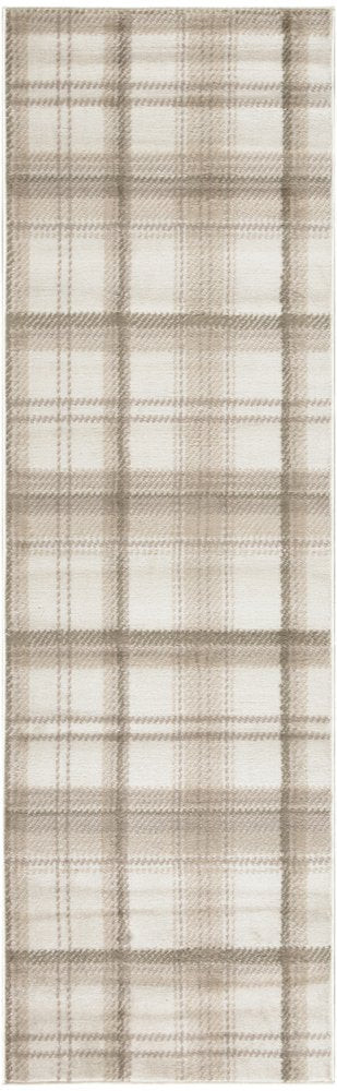 8' X 10' Beige and Ivory Plaid Power Loom Area Rug