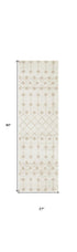 8' Beige And Ivory Moroccan Runner Rug