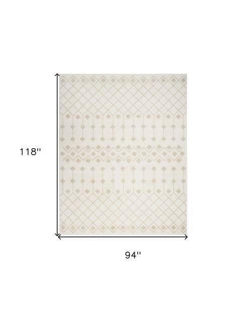 8' Beige And Ivory Moroccan Runner Rug