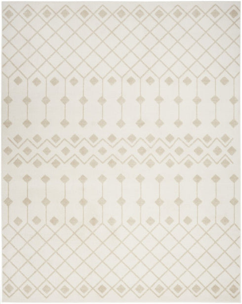 8' Beige And Ivory Moroccan Runner Rug