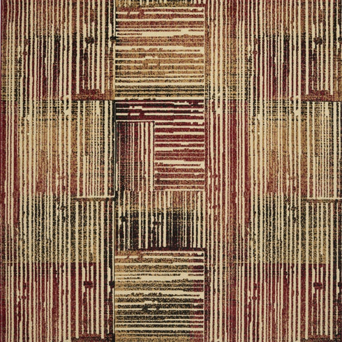 8' X 10' Tan Black and Red Striped Non Skid Area Rug