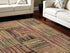 8' X 10' Tan Black and Red Striped Non Skid Area Rug