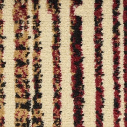 8' X 10' Tan Black and Red Striped Non Skid Area Rug