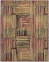 8' X 10' Tan Black and Red Striped Non Skid Area Rug