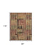 8' X 10' Tan Black and Red Striped Non Skid Area Rug