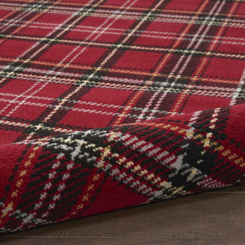 8' X 10' Red and Black Plaid Power Loom Area Rug